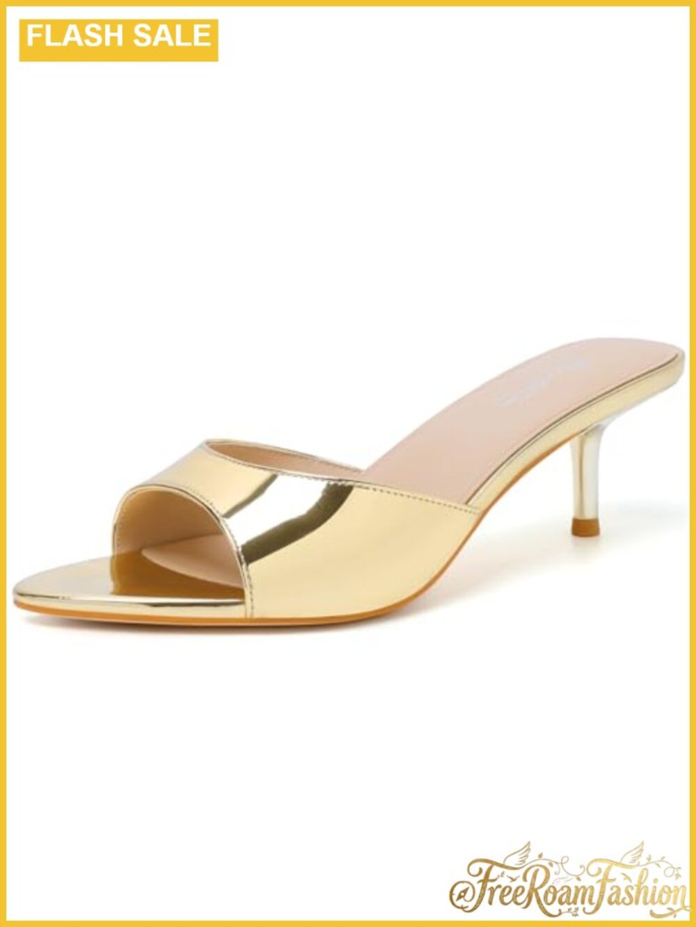 Kitten Heel Pointed Toe Faux Leather Mule Sandals Slip On Dress Heels